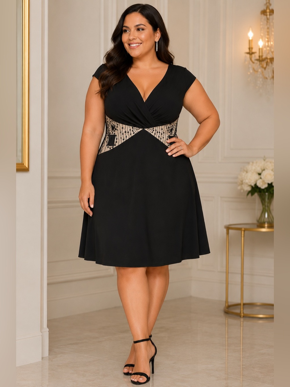 J’Adore Evening Black Embroidered Cocktail Dress NWOT Size 18